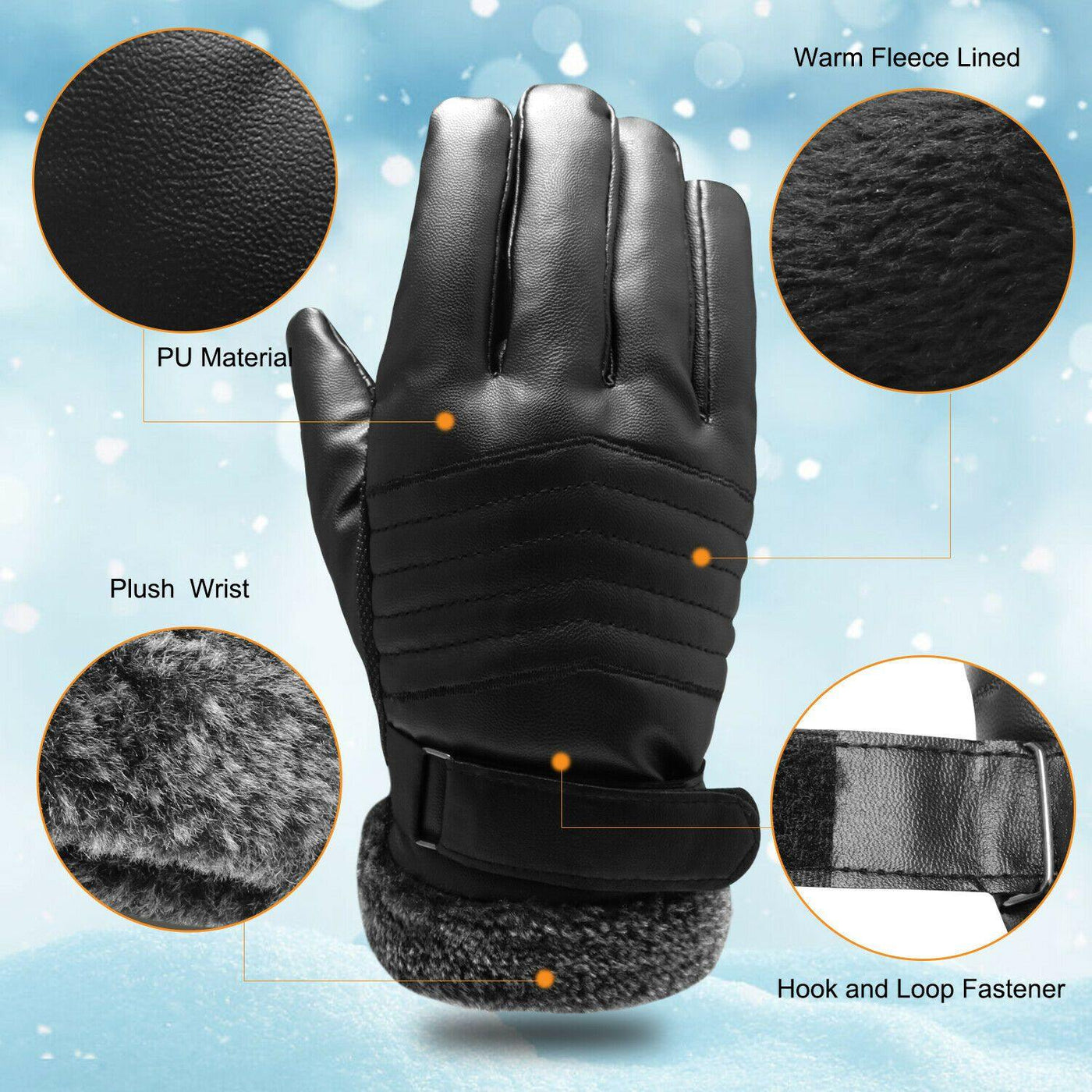 Guanti Invernali Impermeabili in Pelle per Sci a -30℃ | Compatibili con Touchscreen