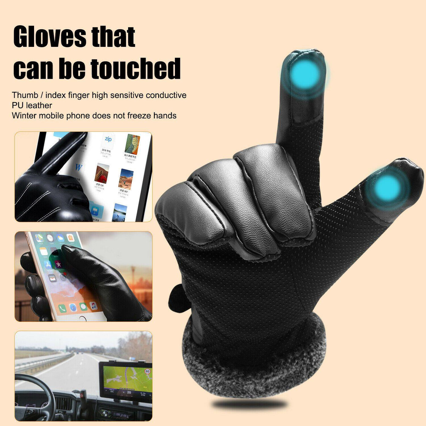 Guanti Invernali Impermeabili in Pelle per Sci a -30℃ | Compatibili con Touchscreen