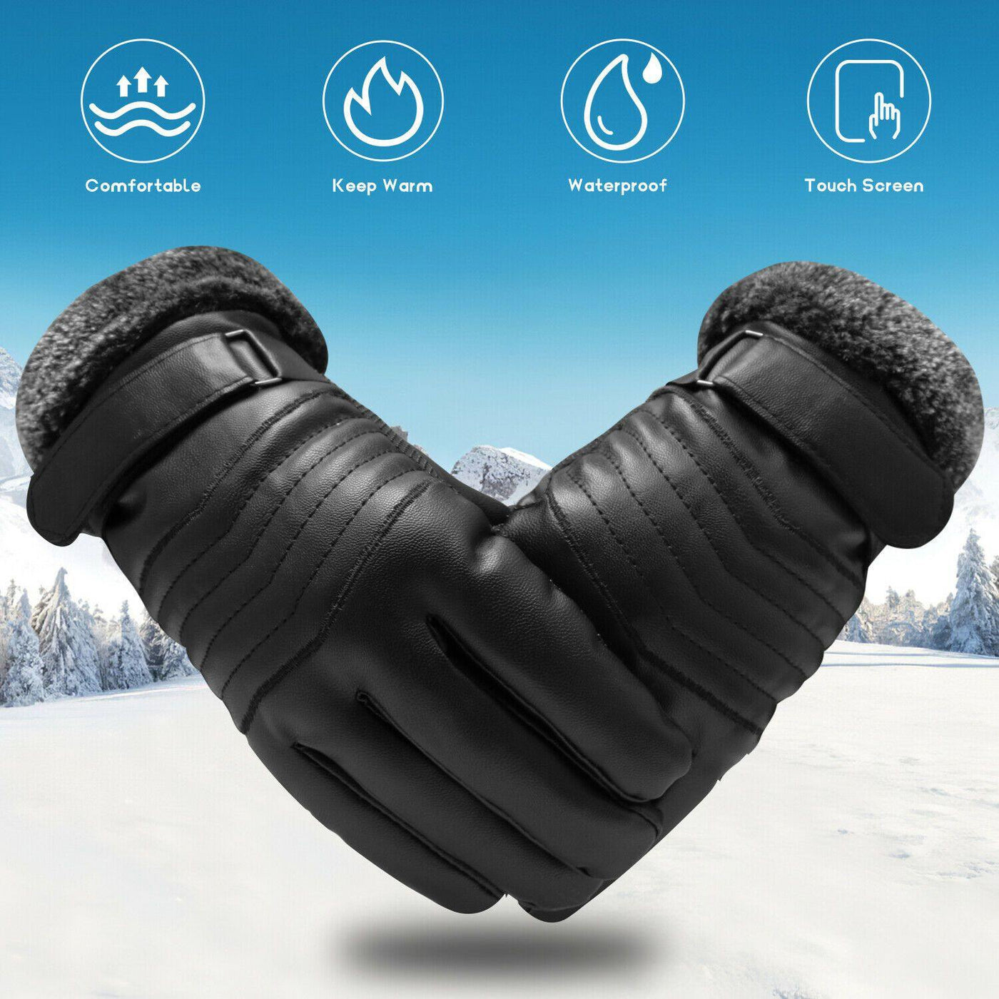 Guanti Invernali Impermeabili in Pelle per Sci a -30℃ | Compatibili con Touchscreen