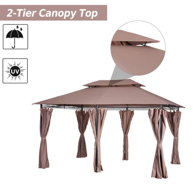 Gazebo Esterno Ventilato a Due Livelli 10'x13' in Acciaio per BBQ e Feste