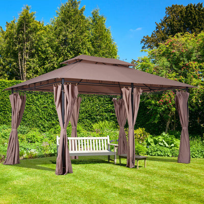 Gazebo Esterno Ventilato a Due Livelli 10'x13' in Acciaio per BBQ e Feste