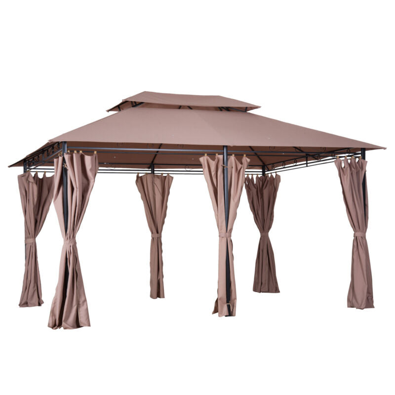Gazebo Esterno Ventilato a Due Livelli 10'x13' in Acciaio per BBQ e Feste