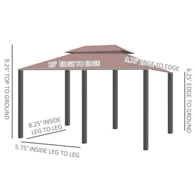 Gazebo Esterno Ventilato a Due Livelli 10'x13' in Acciaio per BBQ e Feste