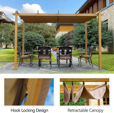 Pergola Retrattile da Esterno 10'x13' con Tenda, da Installare Contro il Muro