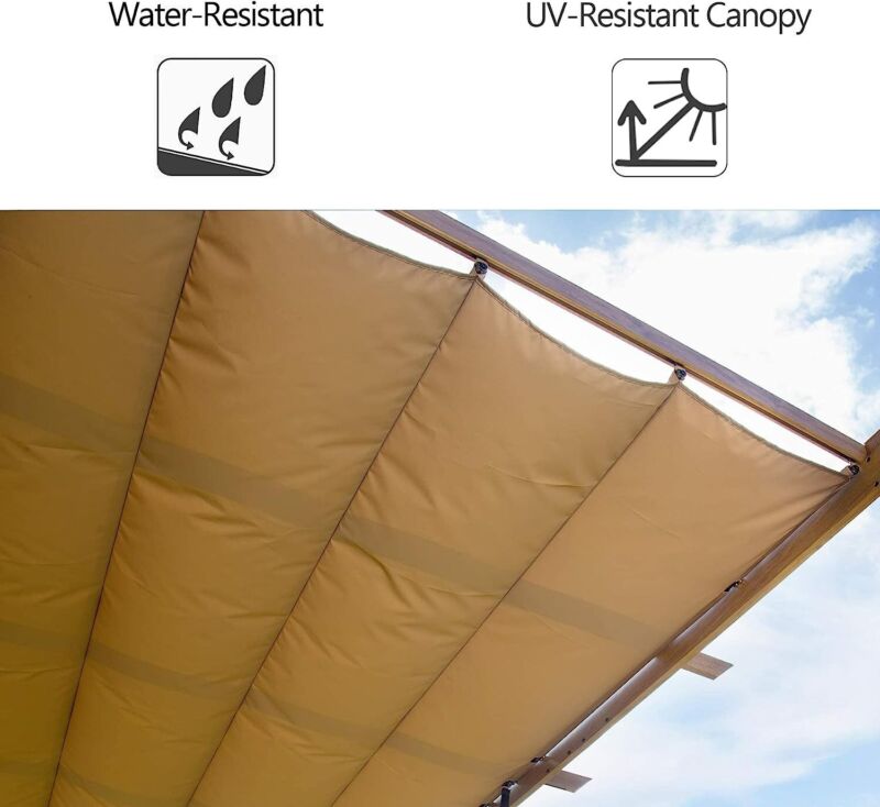 Pergola Retrattile da Esterno 10'x13' con Tenda, da Installare Contro il Muro